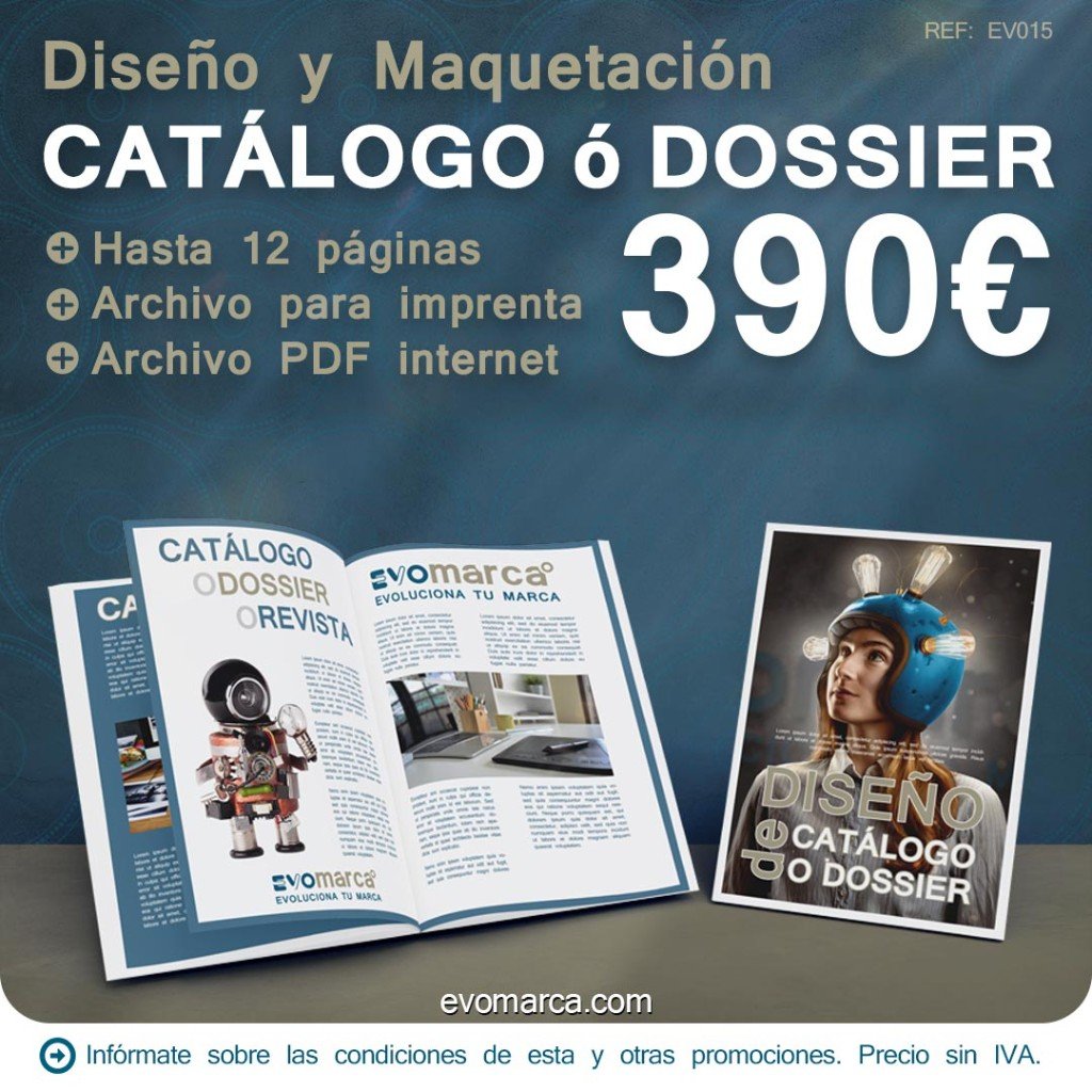 Promoción diseño de catálogo o dossier 390€